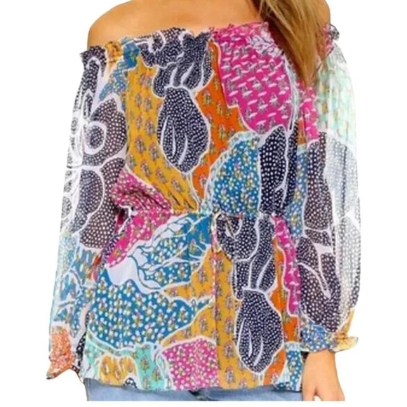 Diane Von Furstenberg DVF Flower Power Dream Camila Silk Top Siz 10 - Picture 4 of 6